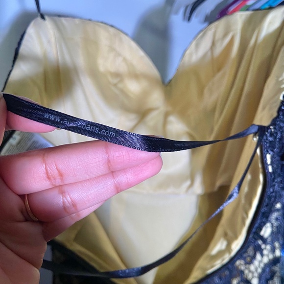 Alyce Paris Claudine, Black Nude Lace Mermaid Strapless Designer Dress SZ 0 - Picture 15 of 16